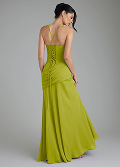 Azazie Toya At-home Try On Dresses Dusty Sage A-Line Corset Chiffon Dress image7