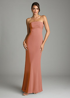 Azazie Saylor Vestidos de damas de honor Vestido de Mai Tai de Gasa de Corte Sirena con Sin tirantes image3