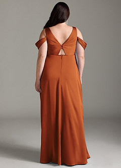 Azazie Rhea Maternity Bridesmaid Dresses A-Line Off-The-Shouler Pleated Stretch Satin Floor-Length Dress image9