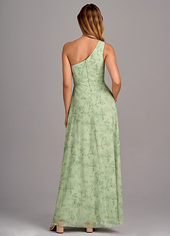 Azazie Brooke Bridesmaid Dresses Green Fern Floral A-Line One Shoulder Chiffon Dress image6