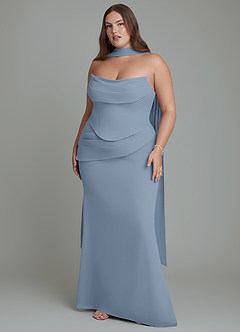 Azazie Sorrel Abiti da Damigella Abito Sirena in Chiffon Corsetto Blu Polveroso image9