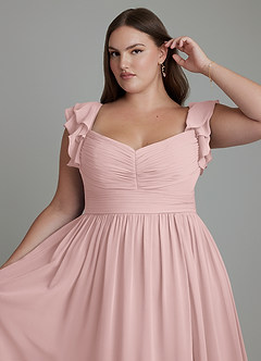 Azazie Anaya Bridesmaid Dresses Powder Pink A-Line Sweetheart Neckline Chiffon Dress image14