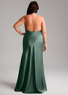 Azazie Lorena Brautjungfernkleider Meerjungfrau-Linie Plissee Stretch-Satin Kleid Eukalyptus image8