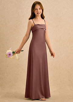 Azazie Mirabella Girls Formal vestidos de niña de las flores Vestido Expresado de Satén Elástico de Recto con Escote corazón image4