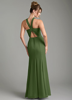 Azazie Rue Bridesmaid Dresses Olive A-Line Halter Chiffon Dress image2