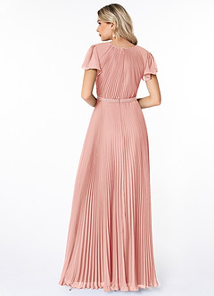 Azazie Kara Bescheidene Brautjungfernkleider A-Linie Plissee Chiffon Bodenlänge Kleid image2