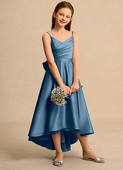 Azazie Sweets Girl vestidos de niña de las flores Vestido de Bermudas de Satin Mate de Corte En A con Plisado image5