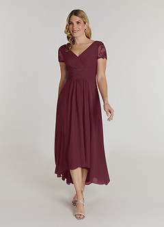 Azazie Thais Abiti per la Madre della Sposa Abito A-Line in Chiffon Pizzo Cabernet image1