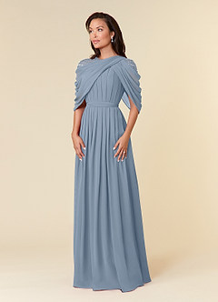 Azazie Olena Mother of the Bride Dresses Dusty Blue A-Line Sequins Chiffon Dress image3