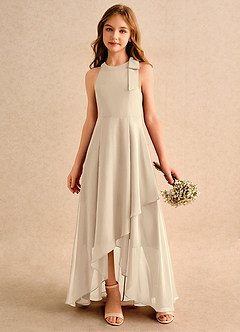 Azazie Boop Girls Formal Abiti da Ragazza di Fiori Abito A-Line in Chiffon Fiocco Champagne image4