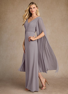 Azazie Ellsworth Abiti per la Madre della Sposa Abito Colonna in Crepe Elasticizzato Plissettato Dusk image4