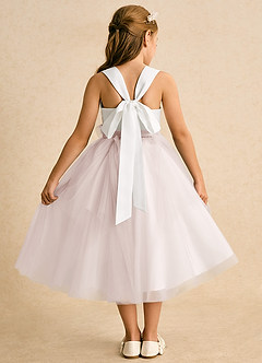 Azazie Bonny Flower Girl Dresses Ivory Rose Petal Ball-Gown Pleated Tulle Dress image2