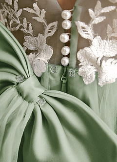 Azazie Mixie Flower Girl Dresses Dusty Sage Ball-Gown Lace Dress image8