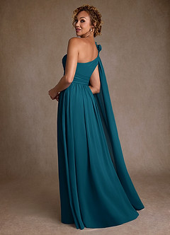 Azazie Lancaster Kleider für die Brautmutter A-Linie One-Shoulder Chiffon Kleid Tintenblau image2