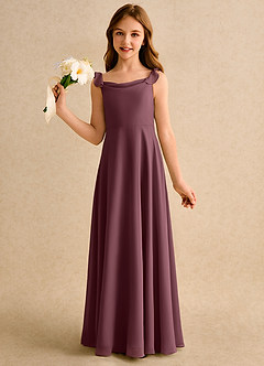 Azazie Puppy Girls Formal Blumenmädchenkleider A-Linie Plissee Chiffon Kleid Sangria image3