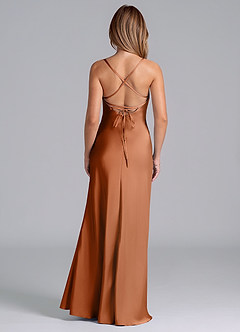 Azazie Seema Abiti da Damigella Abito Sirena in Raso Elasticizzato Corsetto Rame image7