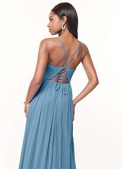 Azazie Marsol Robes de demoiselle d'honneur Robe Trapèze en Maille Corset Acier Bleuté image4