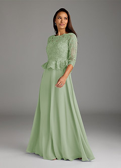 Azazie Averie Mother of the Bride Dresses Dusty Sage A-Line Boatneck Sequins Chiffon Dress image4