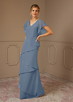 Azazie OHara Mother of the Bride Dresses Twilight A-Line V-Neck Chiffon Dress image4