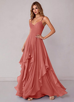 Azazie Zaina Bridesmaid Dresses Antique Rose A-Line Chiffon Dress image5