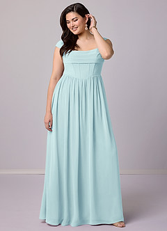 Barbie ♥ Azazie Bridesmaid Dresses Sea Glass A-Line Corset Chiffon Dress image18