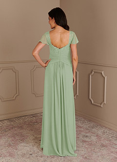 Azazie Gwenyth Mother of the Bride Dresses Dusty Sage A-Line Lace Chiffon Dress image2