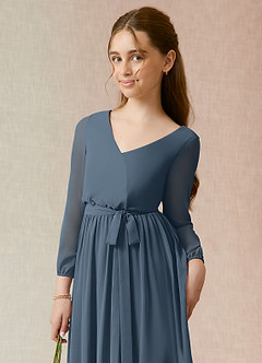 Azazie Angelica Junior Neptune A-Line Pleated Chiffon Dress image6