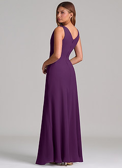 Azazie Nerine Brudtärnklänningar Klä av A-Linje i Chiffong Plisserad Druva image2