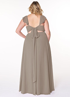 Azazie Everett Bridesmaid Dresses Taupe A-Line V-neck Ruched Chiffon Dress image7