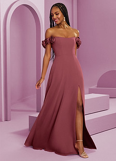 Barbie ♥ Azazie Robes de demoiselle d'honneur Robe Trapèze Convertible en Mousseline de soie Épaule décolletée Merlot image8