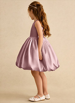 Azazie Nirvana Robe Demoiselle D'honneur Fillette Robe Princesse en Mat Satiné Rayé Rose Poussiéreuse image4