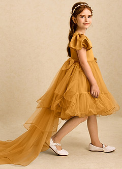 Azazie Cocoa vestidos de niña de las flores Vestido de Caramelo de Tul de Princesa con Plisado image4