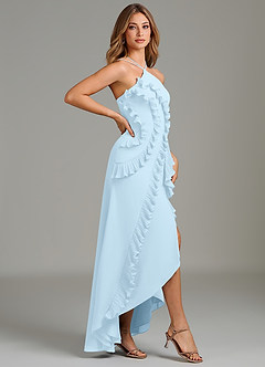 Azazie Yelena Bridesmaid Dresses Sky Blue A-Line Ruched Chiffon Dress image1