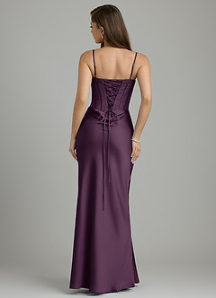 Azazie Allison Bridesmaid Dresses Plum Mermaid Corset Stretch Satin Dress image2