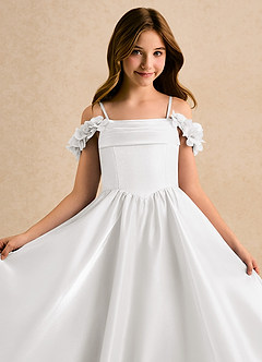 Azazie Jada Girls Formal Final Sale Blushing Pink A-Line Pleated Organza Dress image5