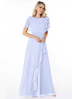 Azazie Aaliyah Modest Bridesmaid Dresses A-Line Scoop Pleated Chiffon Floor-Length Dress image3