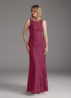 Azazie Whilhelmina Mother of the Bride Dresses Mulberry Mermaid Lace Chiffon Dress image5