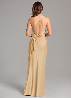 Azazie Monroe Brautjungfernkleider Meerjungfrau-Linie One-Shoulder Stretch-Satin Kleid Gold image2