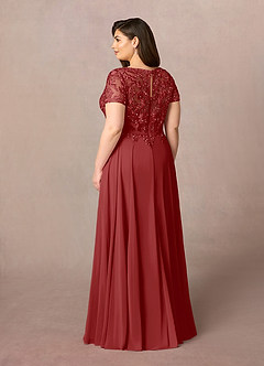Azazie Adina Mother of the Bride Dresses Rust A-Line Boatneck Sequins Chiffon Dress image9
