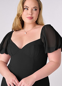 Barbie ♥ Azazie Bridesmaid Dresses Black A-Line Pleated Chiffon Dress image10
