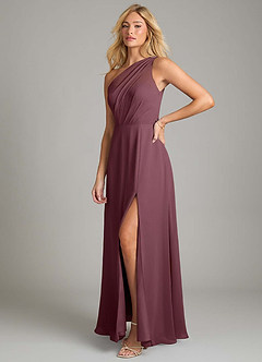 Azazie Phaedra Bridesmaid Dresses Sangria A-Line One Shoulder Chiffon Dress image5