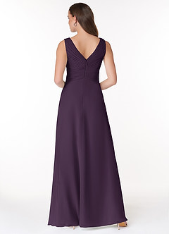 Azazie Flora Bridesmaid Dresses Plum A-Line Pleated Chiffon Dress image2