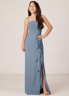 Azazie Kaylee Junior Twilight A-Line with Belt Chiffon Dress image4