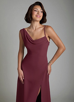 Azazie True Bridesmaid Dresses Cabernet A-Line Pleated Chiffon Dress image3