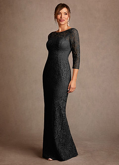 Azazie Van Buren Mother of the Bride Dresses Black Sheath Lace Dress image4