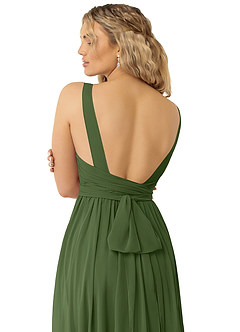 Azazie Kora Brautjungfernkleider A-Linie Plissee Chiffon Kleid Olivgrün image3