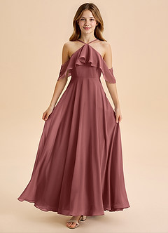 Azazie Tessabelle Junior Vestido de Amatista de Gasa de Corte en A con Vestidos sin tirantes image5