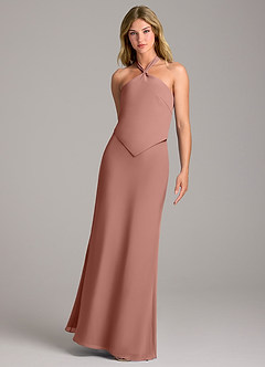 Azazie Keisha Robes de demoiselle d'honneur Robe Fourreau en Mousseline de soie Rose De Cèdre image5