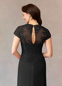 Azazie Junie Mère de la mariée Robes Robe Trapèze en Mousseline de soie Dentelle Noir image6