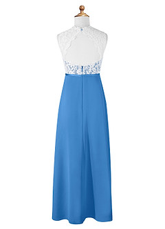 Azazie Rana Junior Blue Jay A-Line Lace Chiffon Dress image6